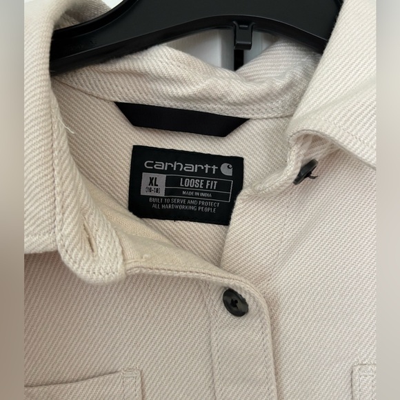 Carhartt Women’s Twill Button Shacket Stone Washed Khaki  Size XL - Picture 5 of 6